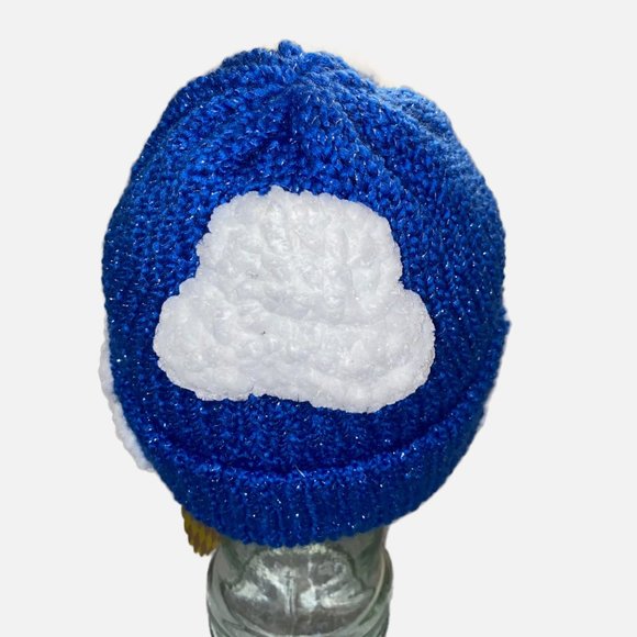 Plasma Beamz Hand-Knitted Metallic Blue Head in the Clouds Beanie